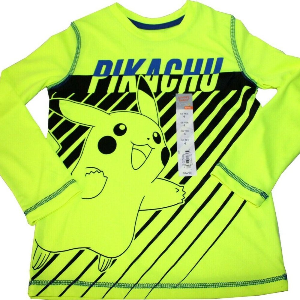 Pokemon Pikachu Boys Neon Yellow Tee NEW!